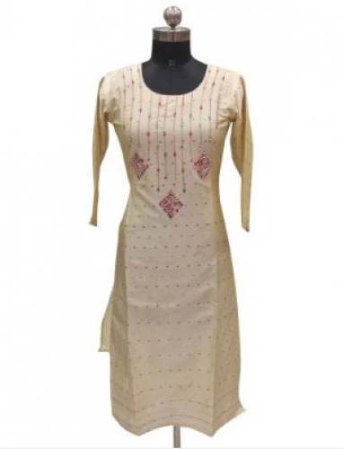 Embroidered Taffeta Silk Straight Kurti  by Swastik Arts