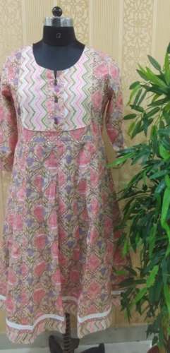 Light Pink Tunic Style Anarkali Kurti  by SARA SILKS