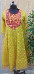 Party wear Yellow Anarkali Kurti