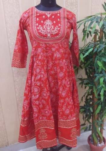 Stylish Red Ghera Kurti by SARA SILKS