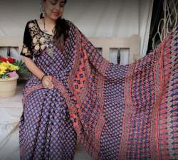 New Collection Ajrakh Saree For Women