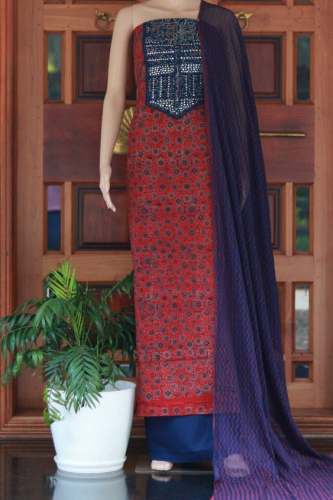 New Collection Red And Blue Dress Material