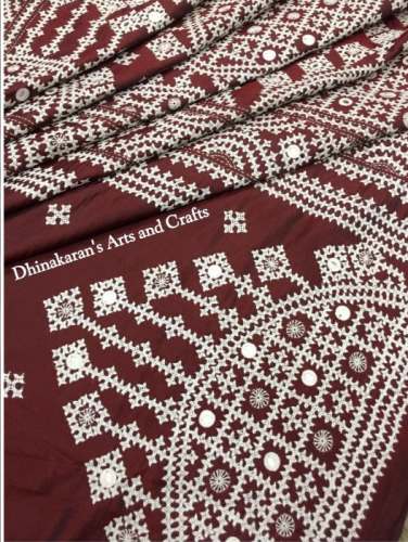 Trendy Kutchwork Bangalory Silk Saree  by Dhinakaran Handicrafts