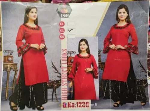 Fancy Red and Black Palazzo Kurti Set by B M I brother clothes Store