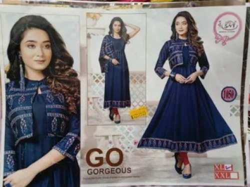 Navy Blue Anarkali Kurti With Short Jacket  by B M I brother clothes Store