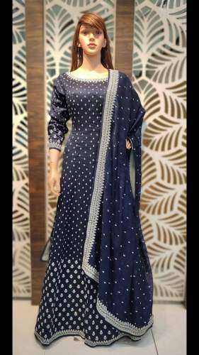 Wedding Wear Blue Anarkali Suit by Balaka Garment