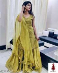 Ladies party wear Kurti Palazzo With Dupatta Set