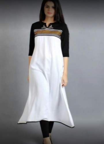 Buy White Long Casual Kurti For Women by Meeras Fashion