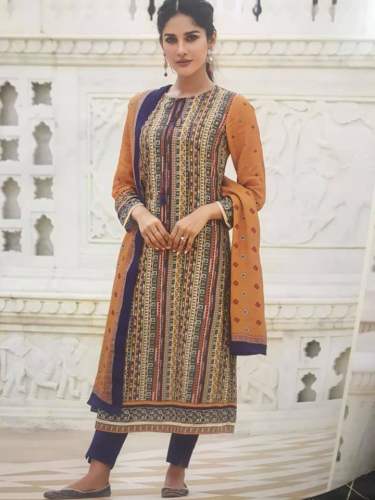 Daily Wear Printed Orange Dress Material  by Rattan Selection