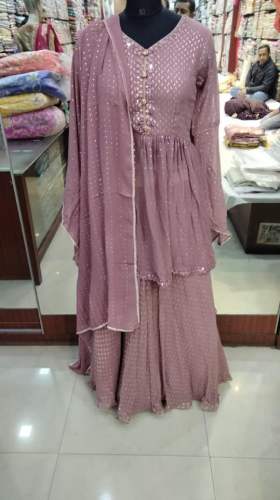 Fashionable Pink Girls Sharara Suit  by Rattan Selection