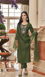 Trendy Readymade Mehendi Green Suit