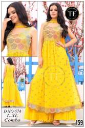 Yellow Embroidered Sleeveless Sharara Suit 