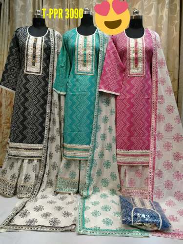 Exclusive Cotton Suit with Skirt n Cotton Dupatta by Satya Plaza