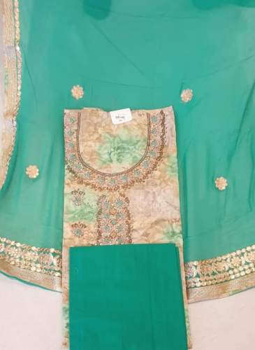 Sea Green Embroidered Dress Material 