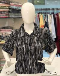 Girls Fancy Black Crop Shirt