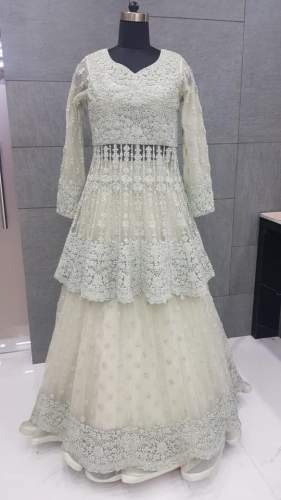 Dulhan Wear Net Embroidered Peplum Lehenga 