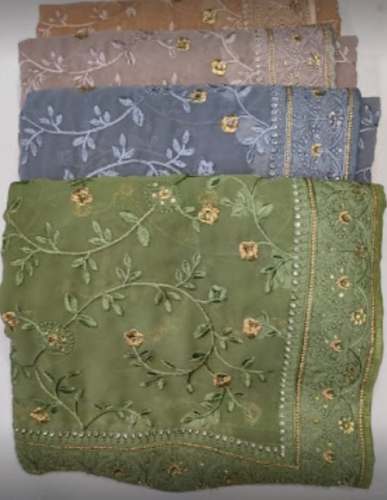 New Collection Embroidery Work Saree For Women