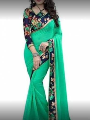 New Chiffon Plain Border Saree At Wholesale Rate by Shriram Cloth