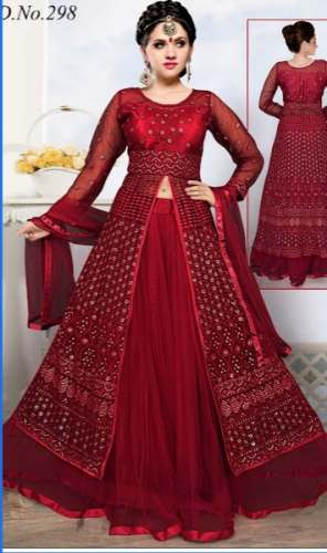 Bridal Wear Red Indo Western Lehenga With Shrug by Pradhan Kids and Saree