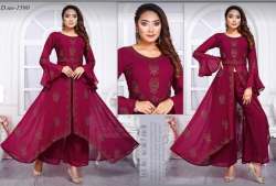 Designer Wine Color Ladies Suit 