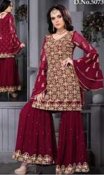 Party Wear Embroidered Girls Sharara Suit 