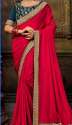 Wedding Wear Red Saree With Contrast Green Blouse