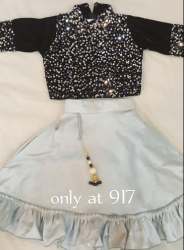 Party Wear Kids Girls Top with Skirt Set