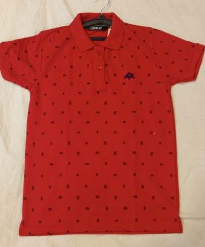 Red Collar Neck Men T Shirt by Sanskriti Vastralay