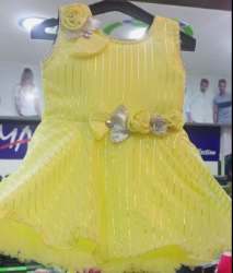 Regular Wear Yellow Kids Girls frock