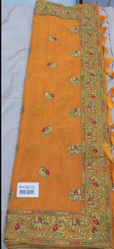 Wedding Wear Elephant Design Saree by Sanskriti Vastralay