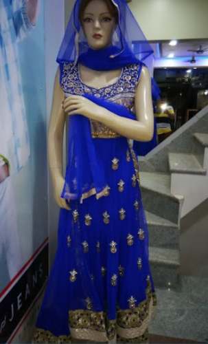 Stylish Blue Anarkali Net Embroiderd Suit  by VASTRAM