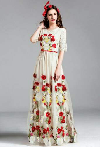 Stylish Flower Design Party Wear Gown  by Bhai Bhai Garments