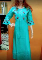 New Collection Printed Sky Blue Kurti For Ladies