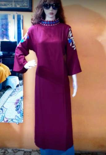 New Collection Wine Embroidery Kurti For Women by D H Kurti Collection