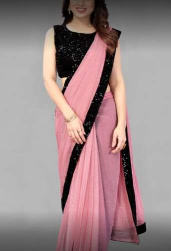 New Collection Plain Chiffon Saree For Ladies