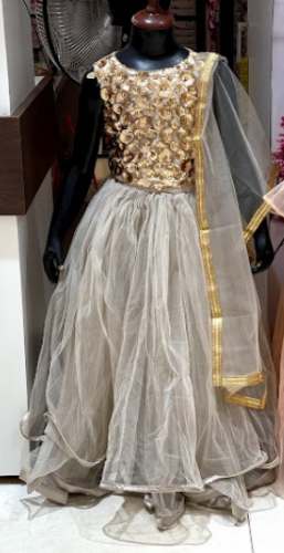 Off White Net Kids Girls Gown