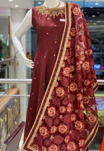 Trendy Red Sleeveless Anarkali Suit  by Sri VijayLaxmi Silk House