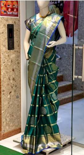 Wedding Wear Dark Green Pure Silk Saree