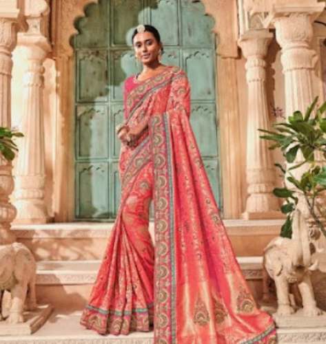 Party Wear Pink Silk Saree in Bidar by Rangoli Silk House