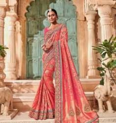 Party Wear Pink Silk Saree in Bidar