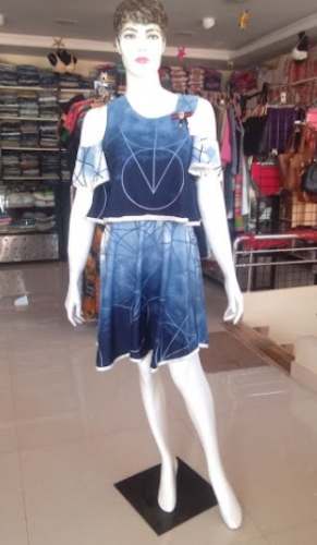 Denim Blue Western One Piece Dress by Touch Fashion