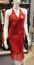 Stylish Cocktail Red Party Wear Sequence Dress