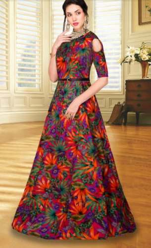 Unique Floral Print Gown