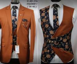 New Collection Orange Mens 5 Pcs Suit At Wholesale