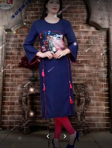 Daily wear Blue Printed Kurti by Pari Fashion Showroom