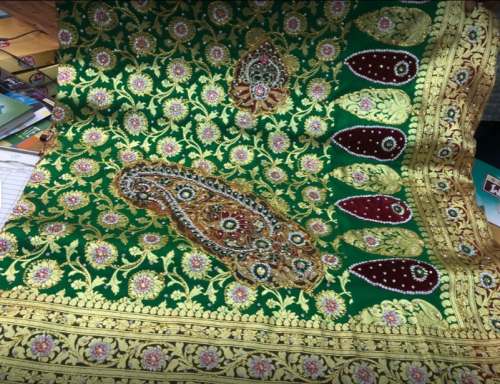 Mango Green Heavy Wedding Wear Stone Work Saree by Pari Fashion Showroom