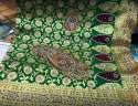 Mango Green Heavy Wedding Wear Stone Work Saree