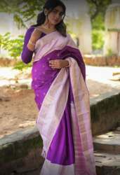 Purple Cotton Saree For Ladies