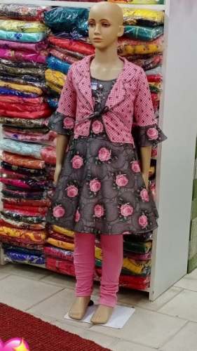 New Kids Pink Kurti Pant Jacket Style At Wholesale