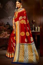 Buy Banarasi Silk Red Saree For Women
